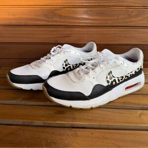 Nike White and Black Sneakers with Leopard Print